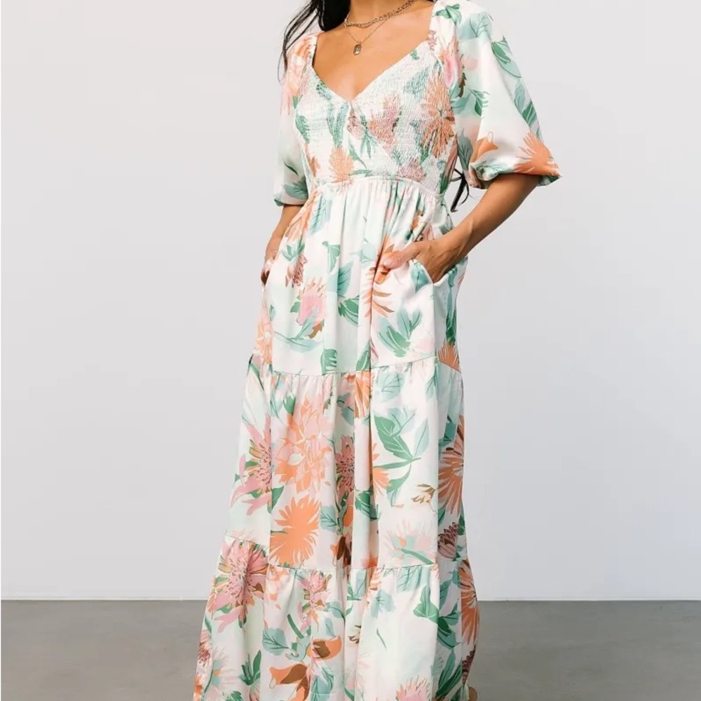 Colorful Floral Smocked Dress